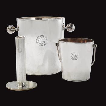 Champagne Bucket, Ice Bucket, And Bud Vase From The First Class Service Of The S. S. Normandie by 
																	Luc Lanel