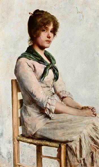 Portrait of a young woman by 
																	Charles Frederic Ulrich