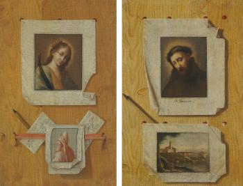 Two Trompe L'oeil Still Lifes by 
																	Andrea Domenico Remps