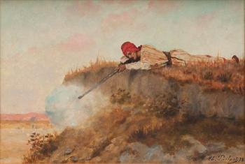 La prière. Le chasseur by 
																			Theophile Poilpot