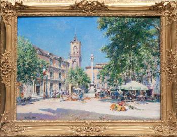 Le marché de la place de la Mairie à Aix-en-Provence by 
																			Julien Gustave Gagliardini