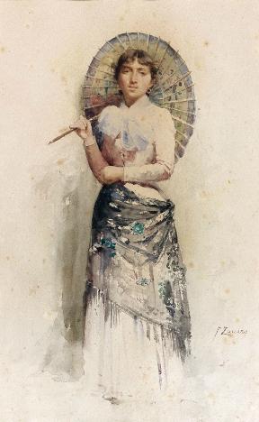 Jeune fille à l'ombrelle by 
																	Faustino Zonaro