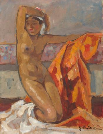Femme orientale nue au chapeau orange by 
																	Jean Baldoui