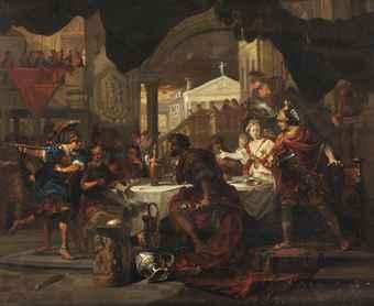 Phineus interrupting the wedding of Perseus and Andromeda by 
																	Dominicus van Wynen
