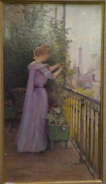 Jeune femme au balcon by 
																	Suzanne Adam-Laurens
