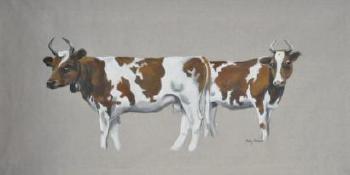 Deux vaches blanches et marron by 
																	 Taly-Brice