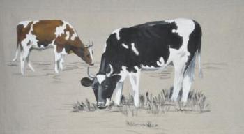 Deux vaches marron et noire by 
																	 Taly-Brice