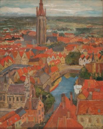 Ansicht von Brügge, der Rosenhoedkaai vom Belfry-Turm aus gesehen by 
																	Alexandre Hannotiau