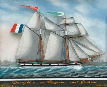 Le brick Joséphine de Bayonne, Capt Guillerme, avril 1855 by 
																	Alexandre Lamartiniere
