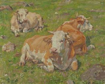 Rastende Kühe auf der Weide by 
																	Hanns Hubl