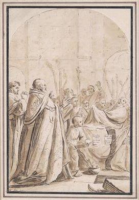 The Raising of Canon Raymond Diocre (after Eustache Le Sueur) by 
																	Georges Malbeste