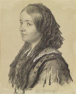 A portrait of a girl in a headscarf by 
																	Nikolai Efimovich Rachkov