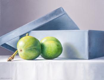 Still life with walnuts and blue box by 
																	Adriana van Zoest
