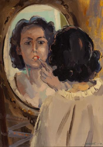 Young woman before a mirror by 
																	Ben Walrecht
