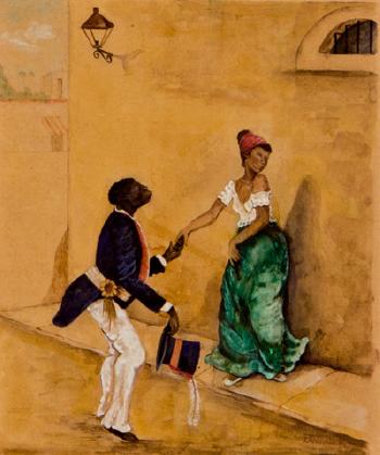 Calesero cortejando a mulata by 
																	Victor Patricio Landaluze
