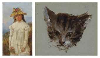 Aunt jessie; and Two studies of cats by 
																	Charles Halkerston