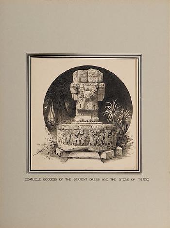 Coatlicue goddess of the serpent dress and the stone of Tizroc by 
																	Rudolf Daniel Ludwig Cronau