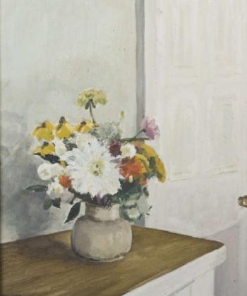 Still life with vase of flowers by 
																	Anthony Makower