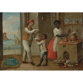 Two Casta Paintings: Español y Negra Mulato And Collote e Yndia Hamizo by 
																	Jose de Paez
