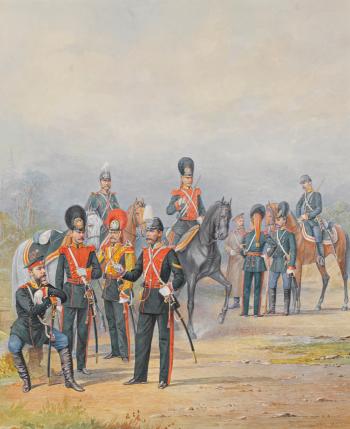 A Group Of Officers And Men Of The Life Guards Dragoon Regiment by 
																	Piotr Ivanovich Balashov