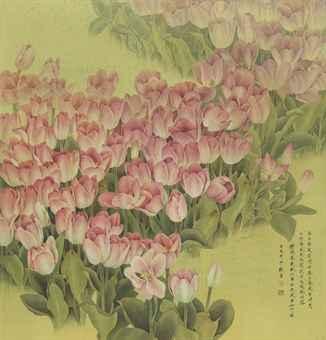 Tulips in Bloom by 
																	 Zhou Zhongyao