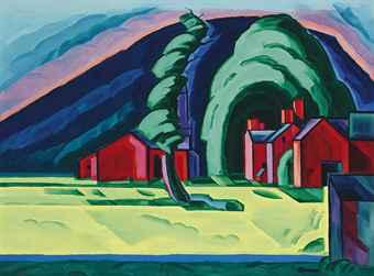 Illusion of a Prairie, New Jersey (Red Farm at Pochuck) by 
																	Oscar Bluemner