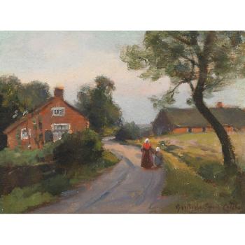 Village road by 
																			Gertrude Spurr Cutts