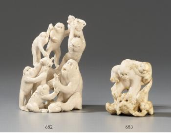Affenfamilie mit Frösche by 
																	 Sanjin to