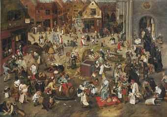 The Battle between Carnival and Lent by 
																	Pieter Brueghel