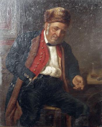 Ruhender Mann mit Pelzmütze by 
																	Johann Baptist Tuttine