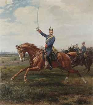 Lieutenant Kunz von Katzler on horseback by 
																	Conrad Freyberg