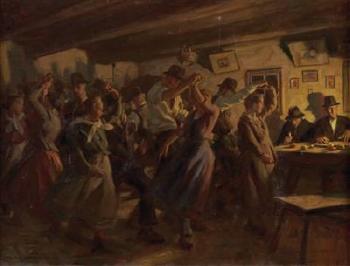 Bäuerlicher Tanzabend by 
																	Wilhelm Dachauer