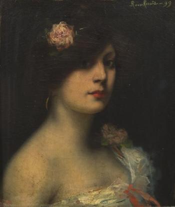 Portrait of a lady by 
																	Antonin Marius Auguste Roux-Renard
