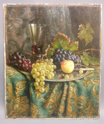 Still life with fruit and wine by 
																			Willy Hanft