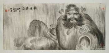Loose painting depicting Zhong Kui by 
																	 Xie Tiancheng