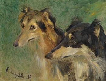 Portrait of two Borzoi dogs by 
																	Carl Kappstein