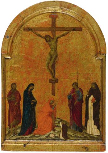 The Crucifixion With The Virgin Mary, Saint John The Evangelist And Mary Magdalene, Flanked By Saints John The Baptist And Dominic by 
																	 Ugolino di Nerio