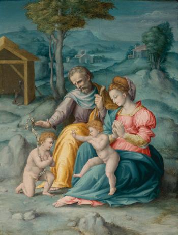 The Holy Family With The Infant Saint John The Baptist by 
																	Francesco Ubertini