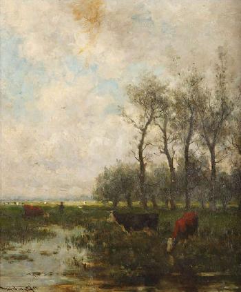 Koeien bij de drinkplaats by 
																	Jan Vrolyk