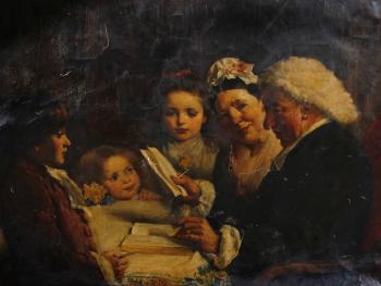 Oliver Goldsmith and Family by 
																	Alfred Edward Emslie