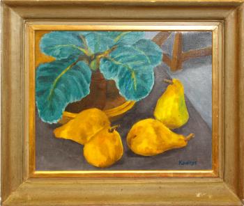 Gloxinia and pears by 
																			Eardley Knollys