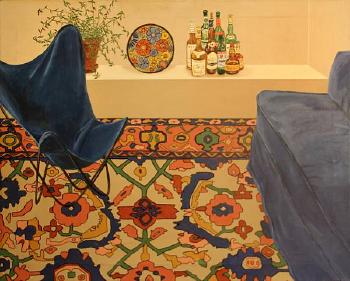 Still life with a chair and an oriental rug by 
																	Patricia Lamerdin