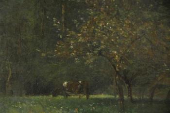 Cow in pasture by 
																			Achille Oudinot