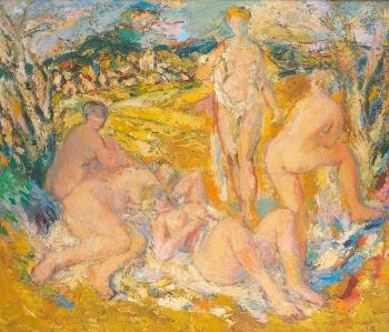 Jeunes femmes nues dans un paysage ensoleillé by 
																	Anna Zarina