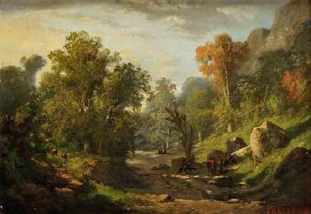 Repos du voyageur dans un paysage du Jura by 
																	Auguste Laloue
