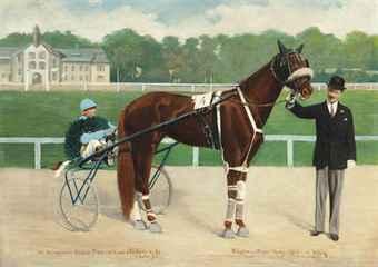 Vickerl ridden by Charlie Mills, winner of the 1927 Trotting Derby by 
																	Alex Duschnitz