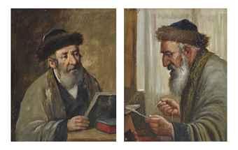 Reading the Torah; and A Rabbi platting a bookmark by 
																	R Kainzl