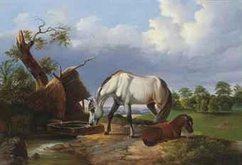 Grazing Horses by 
																	Johann von Dalling Dallinger