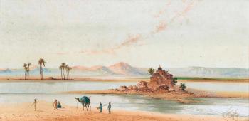 Kamel und Ruine am Nilufer. by 
																	Henry S Lynton