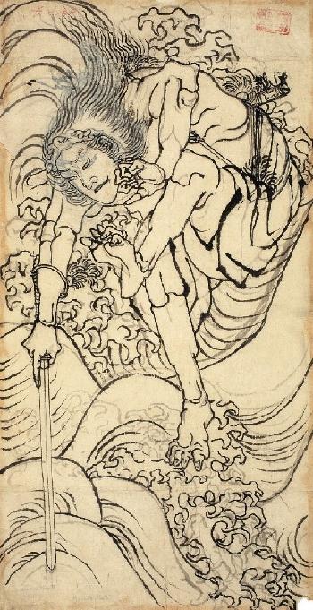 Rôri Hakuchô Chôjun, einer der Helden des Suikoden, zerschneidet die Wellen mit seinem Schwert by 
																	 Taito II